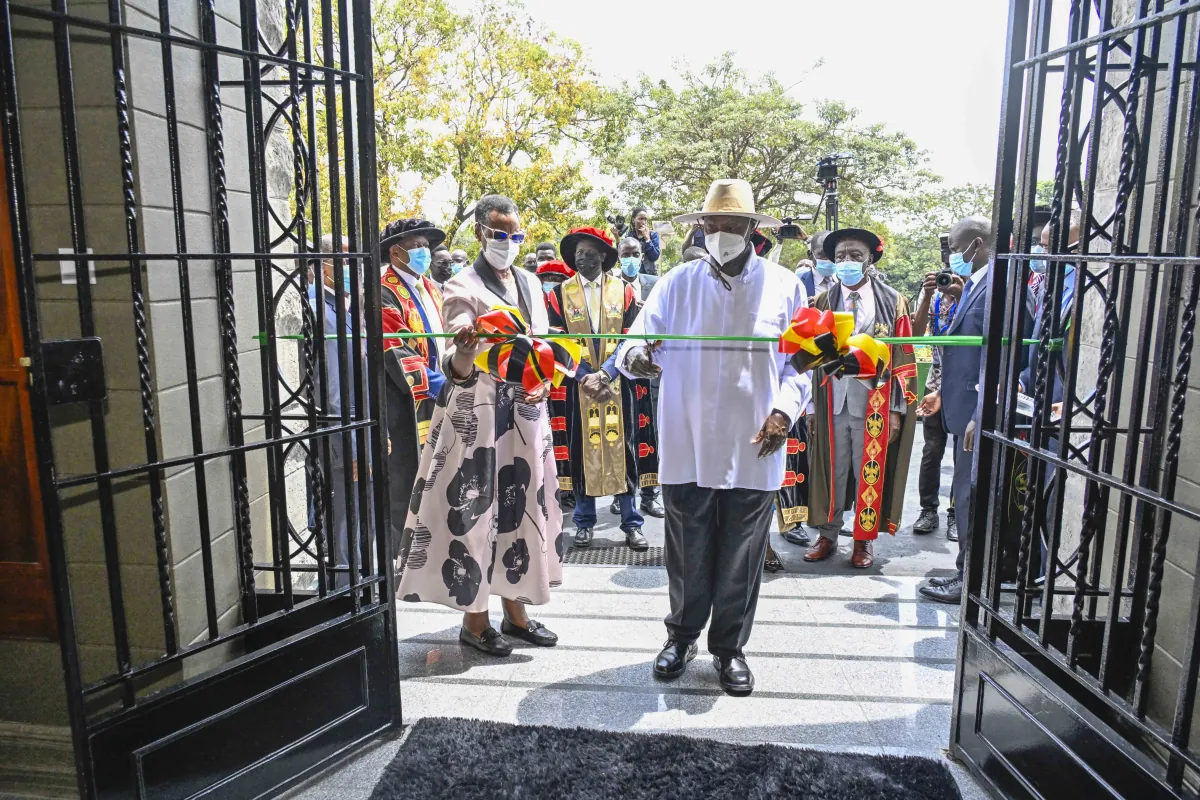President Museveni reopens Makerere University’s restored iconic ivory tower, installs Dr. Crispus Kiyonga as new Chancellor